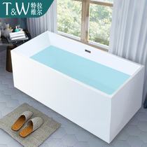 TW Travis Acrylic Bathtub Home Thickened Skirt Freestanding Rectangular Adult Tub 1 2-1 7m