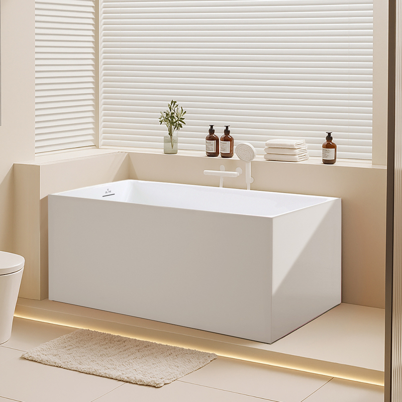 Travell Bathtub for Home Use, Small Apartment, Acrylic Deep Soaking Tub, Freestanding Adult Square Bathtub 1- 1.7m Travell Bathtub for Home Use, Small Apartment, Acrylic Deep Soaking Tub, Freestanding Adult Square Bathtub 1- 1.7m