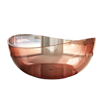 TW Travell Pink Round Special Shaped Transparent Resin Bathtub Hotel B&B Home Moon Crystal Glass Bathtub