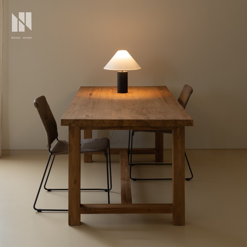 Retro Indonesian Teak Solid Wood Dining Table Wabi-Sabi Style Home Dining Room Rectangular Dining Table Office Desk