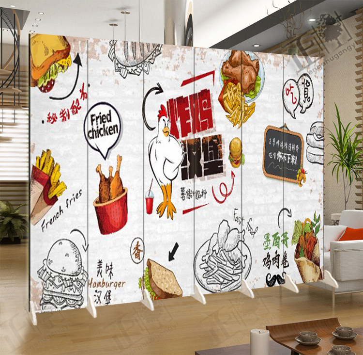 Burger fried chicken Beer Dining food Fast food Fries Dining room bar background screen partition Fashion living room entrance