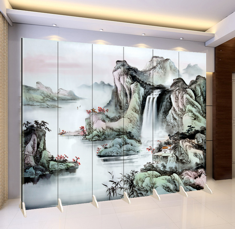 Landscape Wind Landscape Painting Folding Folding Mobile Screen Partition Living Room Fashion Xuanguan Entrance Home Office Beauty Decoration