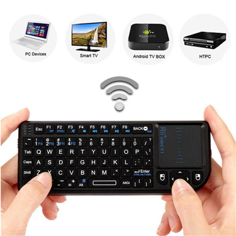 3 in 1 Rii mini X1 Handheld 2.4G RF Wireless Keyboard Qwerty