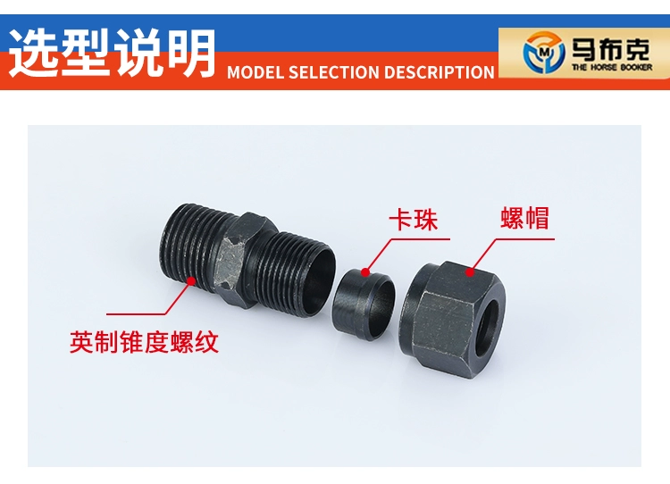 Thép carbon thủy lực Chủ đề bên ngoài của Anh ferrule ống dầu áp suất cao trực tiếp thép không gỉ đồng nhôm kết nối ống thẳng khớp nối ống