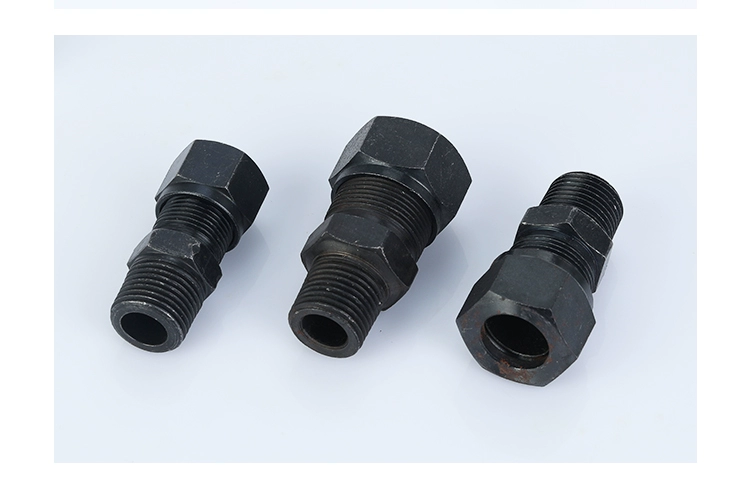 Thép carbon thủy lực Chủ đề bên ngoài của Anh ferrule ống dầu áp suất cao trực tiếp thép không gỉ đồng nhôm kết nối ống thẳng khớp nối ống