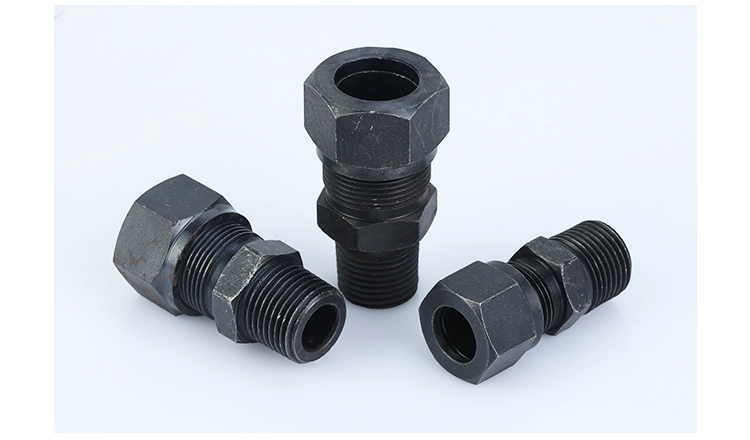 Thép carbon thủy lực Chủ đề bên ngoài của Anh ferrule ống dầu áp suất cao trực tiếp thép không gỉ đồng nhôm kết nối ống thẳng khớp nối ống