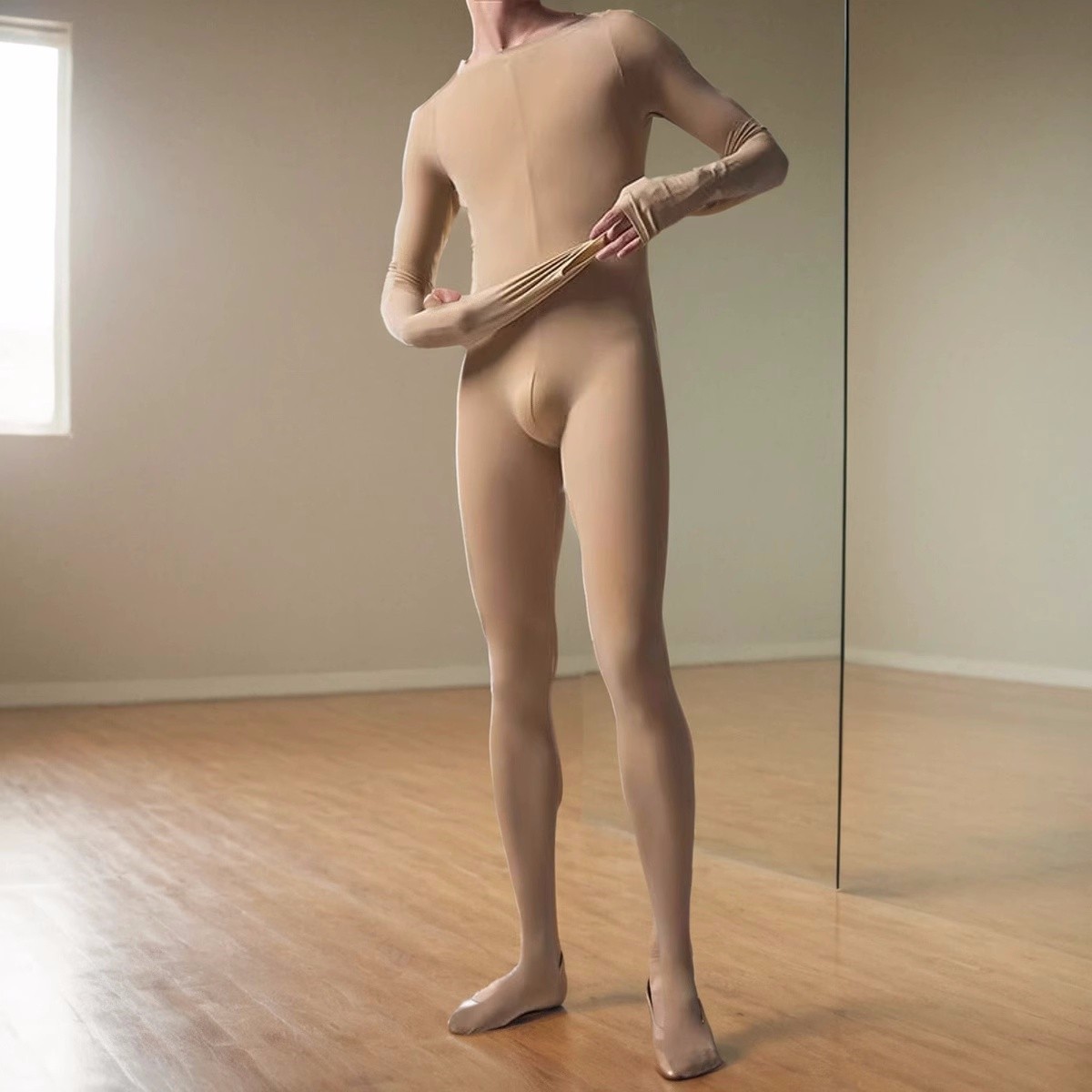Men's leaky head all-inclusive tights and half-inclusive jumpsuits zentai solid color clothes dance clothes stage performance clothes