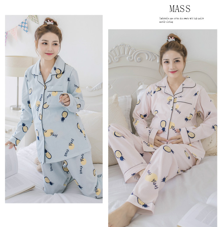 Quần áo tháng xuân và mùa thu sau sinh cho con bú cotton Phụ nữ mang thai Bộ đồ ngủ dài tay có thể mặc bên ngoài siêu lớn cho bé ăn tại nhà phù hợp với dịch vụ bộ thể thao nam đẹp