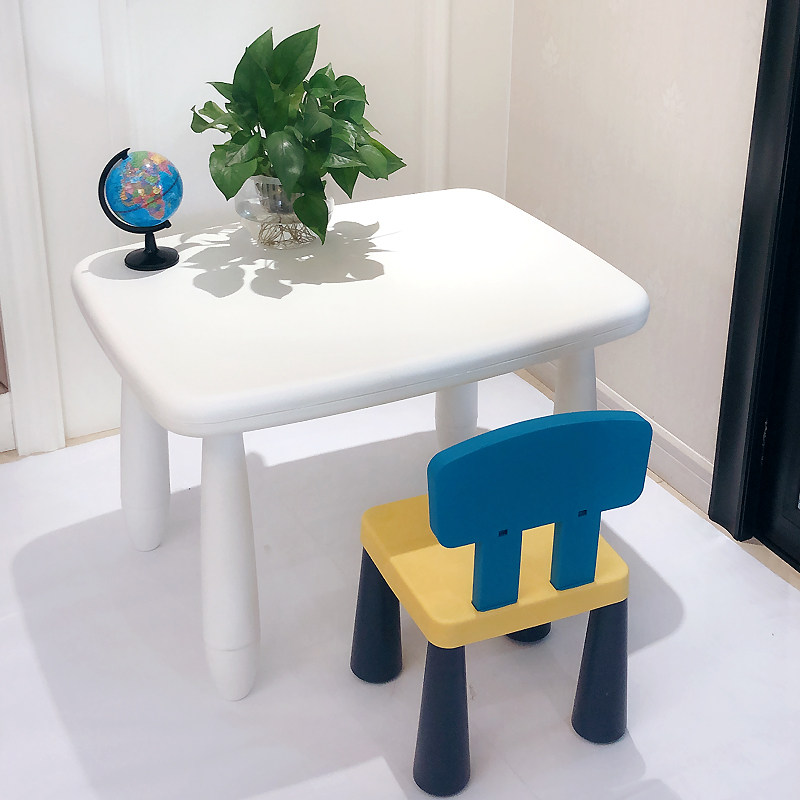 Double layer non-slip children's plastic baby dining table and chair set kindergarten writing desk and chair toy table 1 set