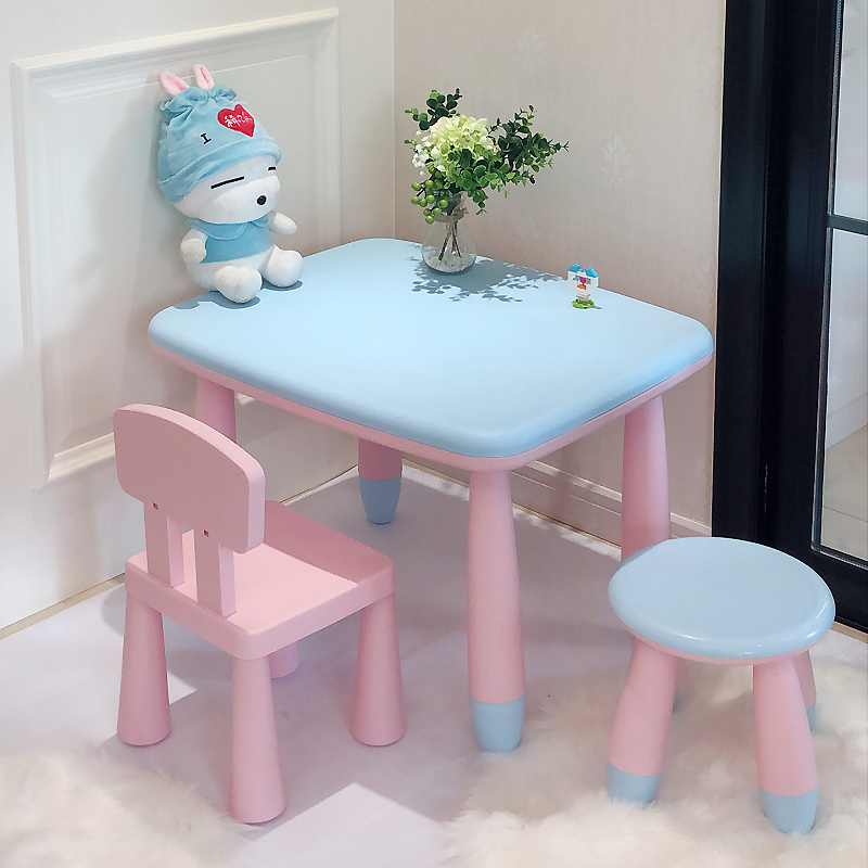 Home Kindergarten Table And Chairs Baby Study Table Children Table And Chairs Suit Plastic Table Chairs Game Table Toy Table