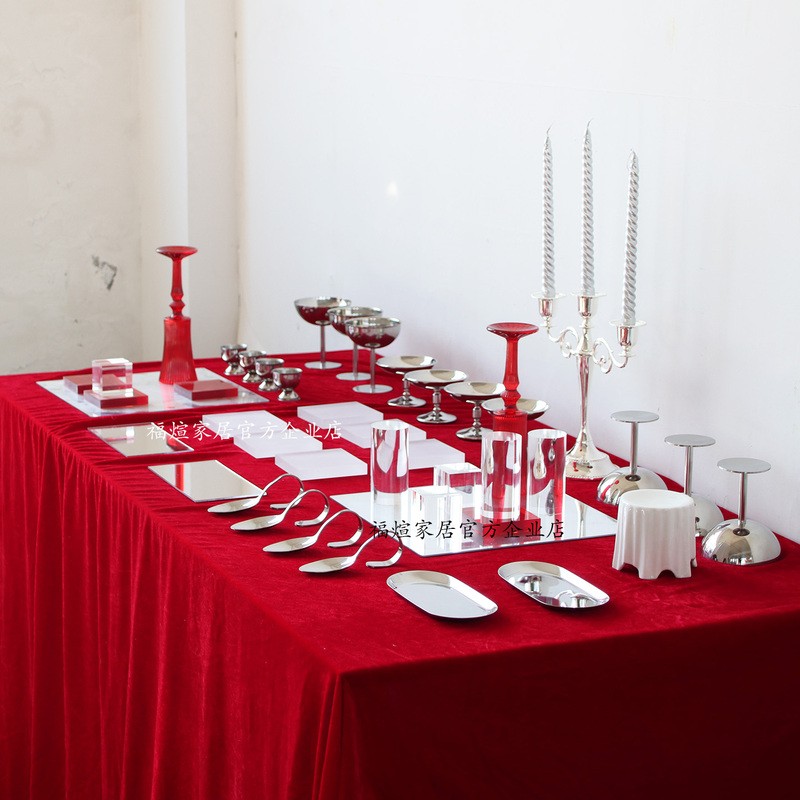 Annual Meeting Red Dessert Table Old Money Style White and Red Wedding Silverware Opening Tea Break Red Sense of Order Cake Stand Annual Meeting Red Dessert Table Old Money Style White and Red Wedding Silverware Opening Tea Break Red Sense of Order Cake Stand