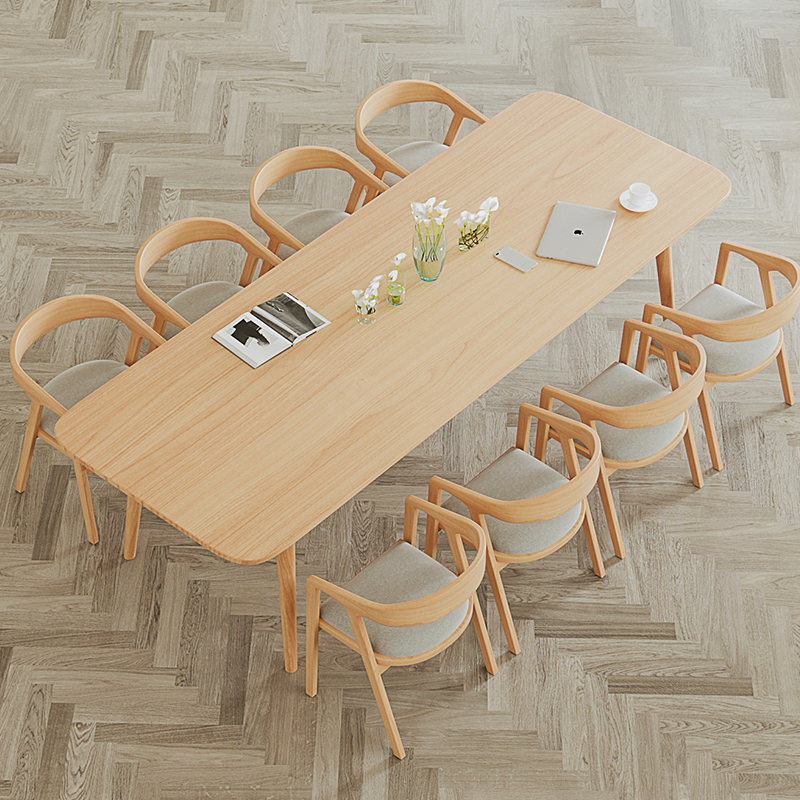 Solid Wood Conference Table, Long Table, Negotiation Table and Chairs, Reception Log Workbench, Training Long Bench, Wabi-Sabi Style Living Room Large Desk