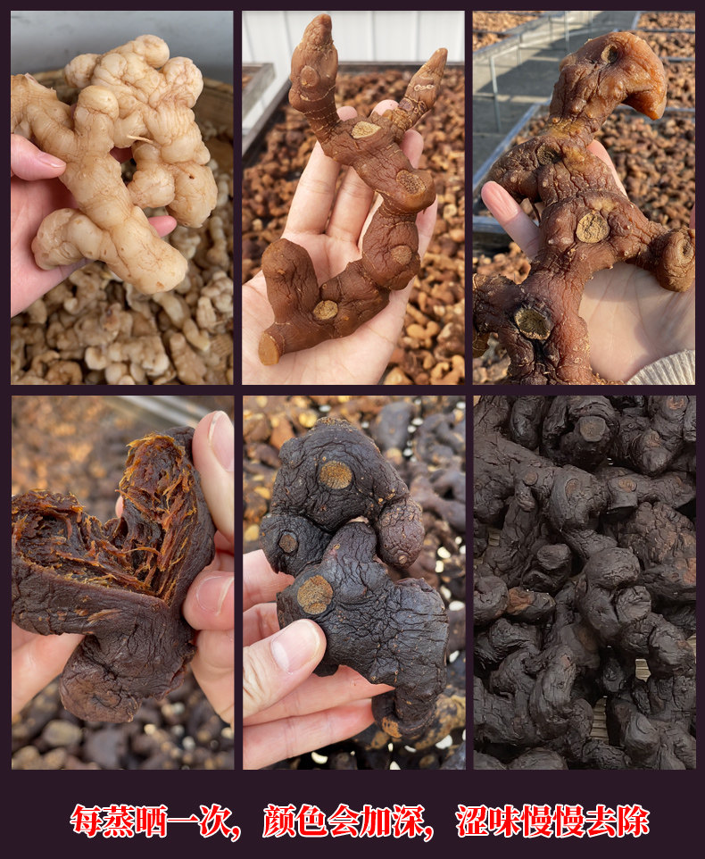 Premium Nine-Steam Nine-Sun Dried Polygonatum Root Slices 250g Jiuhua Mountain Huang Jing for Tea and Soup specifications
