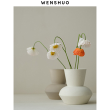 WENSHUO minimalist French cream wide mouthed vase, flower arrangement, living room decorations, soft furnishings, desktop home decor