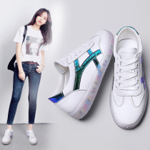 Net Red Street Pat Flat-bottomed White Shoes Woman Han Edition Ulzzang Junior High School Student 100 Hitch Ocean Hoverboard Shoes Ins