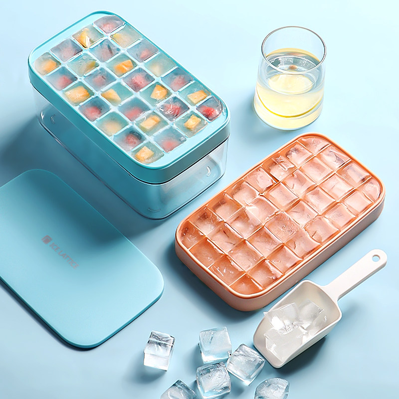 Frozen Ice Cubes Molds Silicone Ice Gaggers With Lid Home Food Grade Ice Maker Ice Box Ice Box Ice Box Storage Box