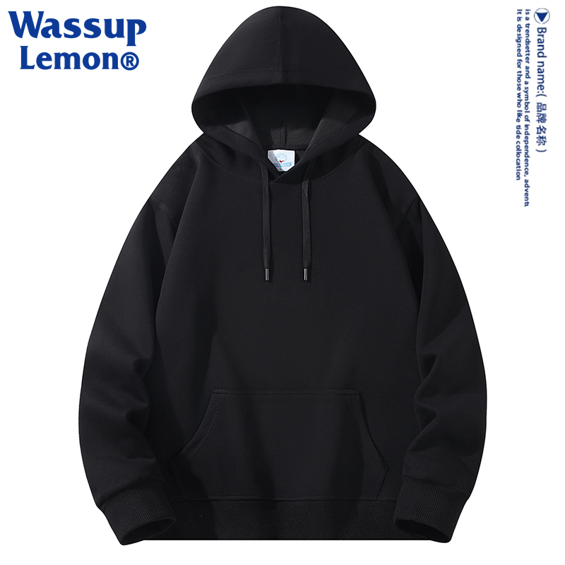Wassup Lemon Hooded Sweatshirt for Men, Autumn and Winter Style, Solid Color, Loose Fit, Fleece-Lined, Thickened Top, Black Sweatshirt Jacket Wassup Lemon Hooded Sweatshirt for Men, Autumn and Winter Style, Solid Color, Loose Fit, Fleece-Lined, Thickened Top, Black Sweatshirt Jacket