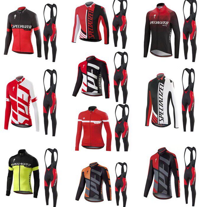 Lightning spring, autumn and winter plus velvet long-sleeved cycling clothing mountain road straps cycling clothing suit unisex custom