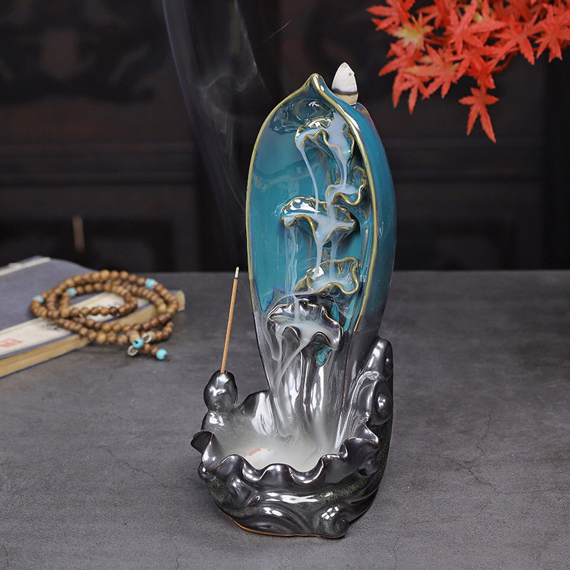 Керамическая благовола -горелка обратно водопад водопад водопад дымовой центр курильница   