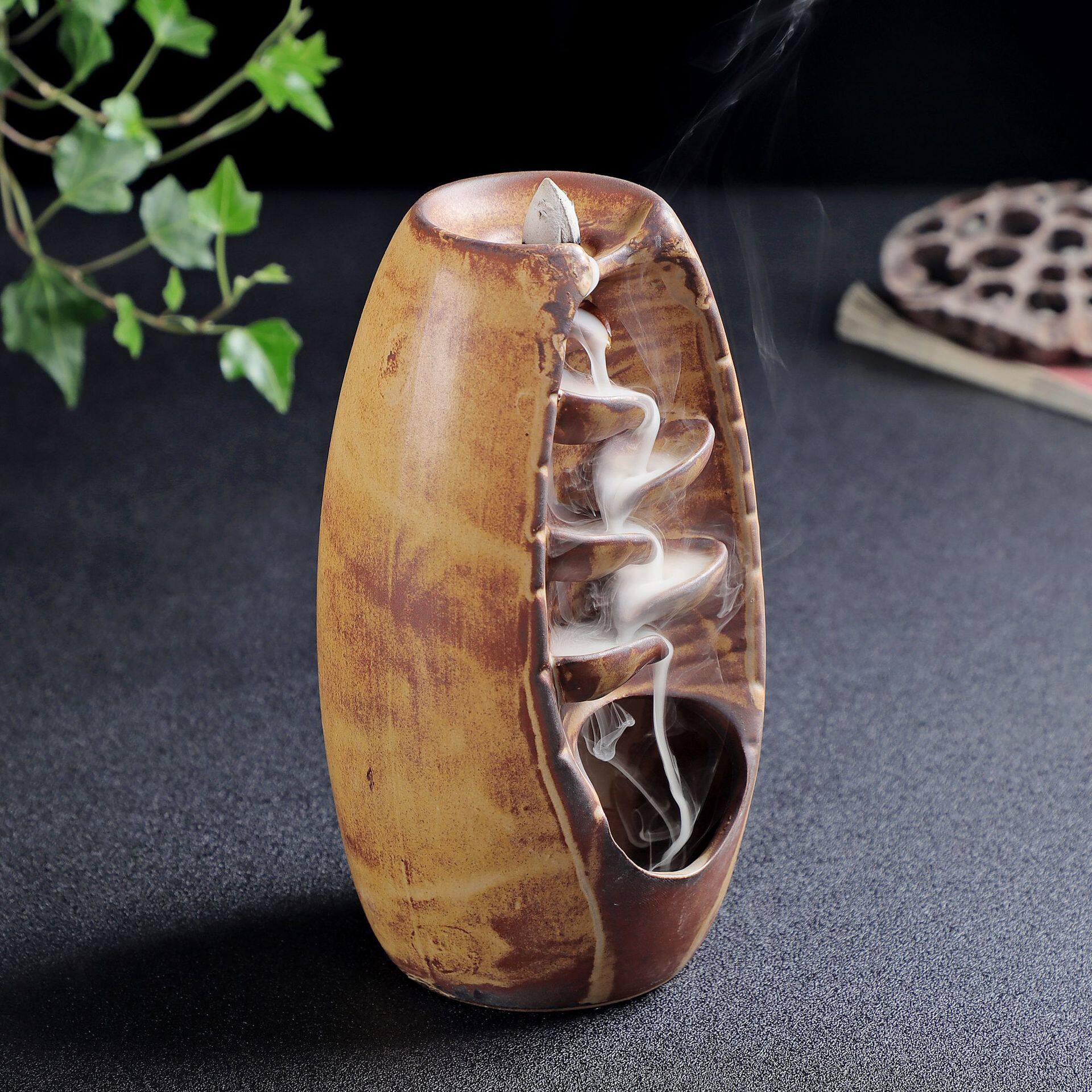 Керамическая благовола -горелка обратно водопад водопад водопад дымовой центр курильница   