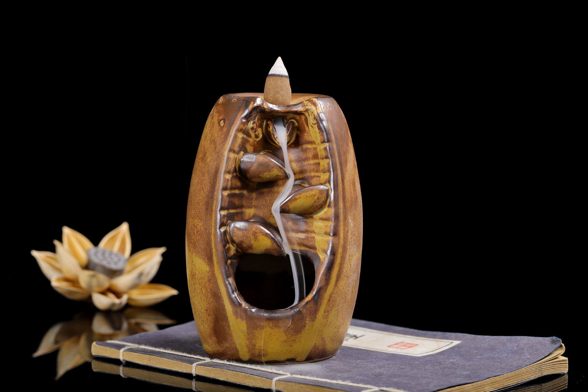 Керамическая благовола -горелка обратно водопад водопад водопад дымовой центр курильница   