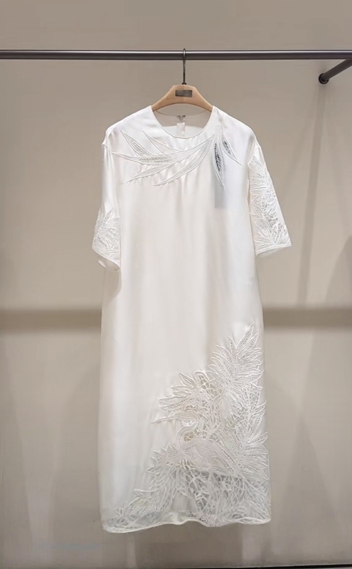 Original Fabric from the Same Store, Zcyauy2026 Summer New White Silk Water-Soluble Lace Embroidered Dress