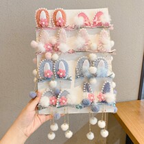 Autumn Winter Gross Ball Rabbit Ears Ancient Wind Hair Clip Children Flow Su Plush China Wind Hanfu Card Cards Cute Day Ensemble Headwear