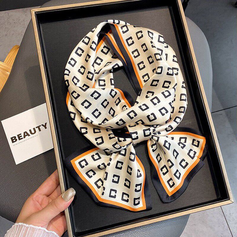 Silk scarf female streamer narrow neck scarf spring autumn summer tie long belt tied bag wild headband boxer scarf