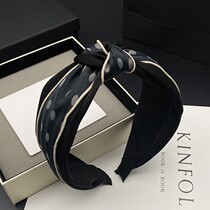 Wave Dot Hair Stirrup High-end 2021 Cloth Art Korea Retro Web Yarn Head Stirrup Hair Trim Woman Wide Side Press Hairpin Knotted Head Decoration