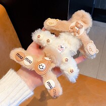 Autumn Winter Plush Grip Clip Female Large Number Net Red 2021 New Cute Hairy Shark Clip Rear Brain Spoon Head Accessories Woman