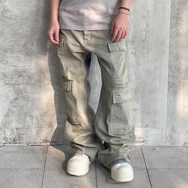 Void |   Rick Owens Drkshdw Ro 25 Autumn/Winter Washed and Distressed Cargo Workwear Jeans