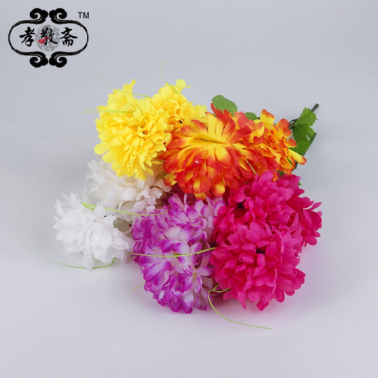 Funeral with flower bouquet Five-flower Chrysanthemum Tombstone Flower flower vase Emulated Flower Vases Fake Flowers handmade to the grave