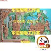 Scanned image finely carved image relief image new style of attracting wealth and treasure blocking landscape and ancient temple rendering of character GHF02