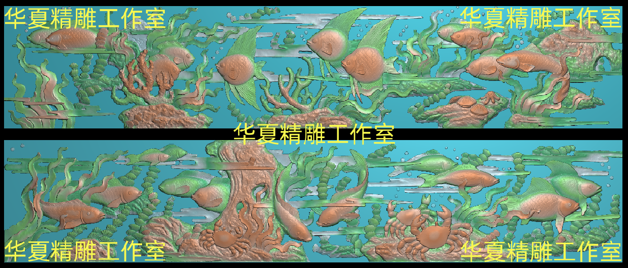 Relief Scanning Map Finely Carved carp Seafood Crab Lobster Flowers and Birds Lotus Year more than fish J5OKU-Taobao
