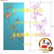 Silk sandalwood carved bamboo flower and bird chair back panel 150-350 JDP finely carved pattern gray scale relief pattern flower and bird door panel