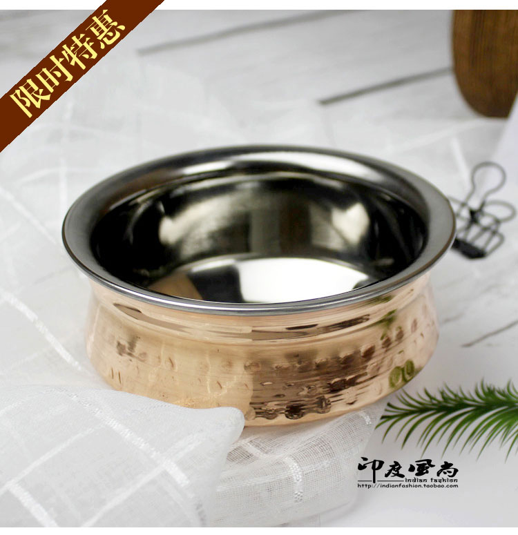 Promotional specials India imported handmade curry copper bowl flat mouth hotel club metal tableware slightly flawed