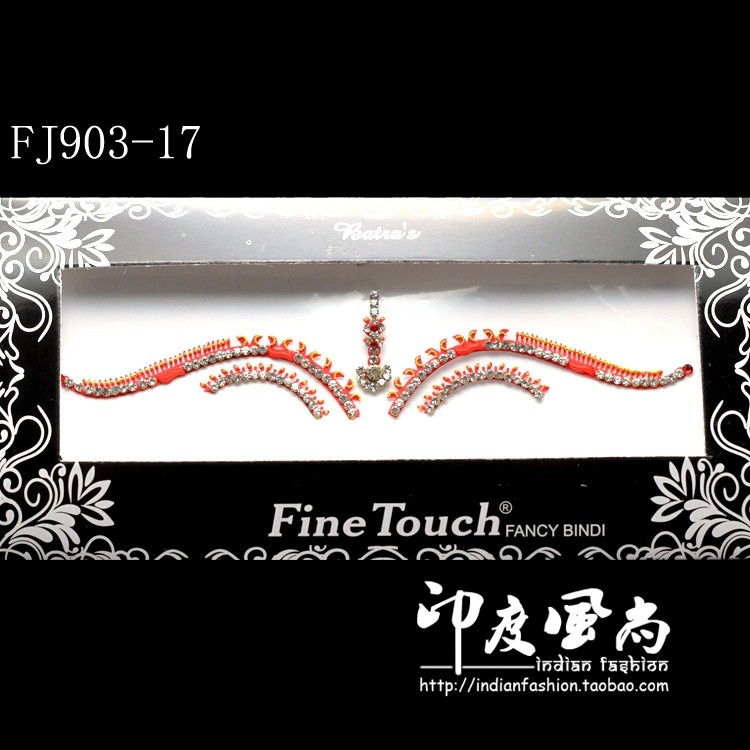 Indian fashion Imported eyebrow sticker bindi eyebrow type big red pink red green integrated patch