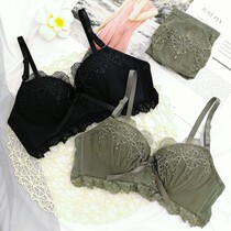  Lace adjustment type closed breast small chest gathered thickened bra cover female non-steel ring sexy underwear set female underwear