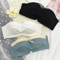  Summer underwear strapless bra gathered non-slip small chest thickened rimless girl white bandeau bra chest wrap