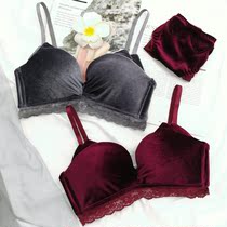  Japanese cute flat-breasted bra cover student no steel ring underwear set girl small chest gathered sex confusion hot soft sister