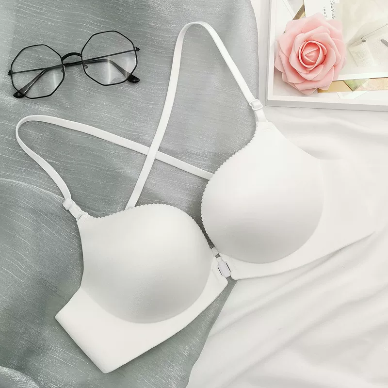 Wireless bra, push up bra, white summer thin bra top, beautiful back