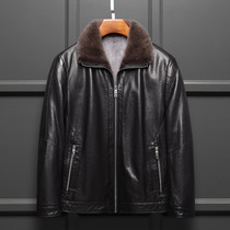 Leather leather mink coat men's fur one mink mink liner lapel men's fur jacket coat