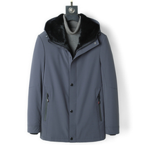 Winter new Parker suit male mink liner middle-aged and elderly mink coat male whole mink nick suit leather grass jacket