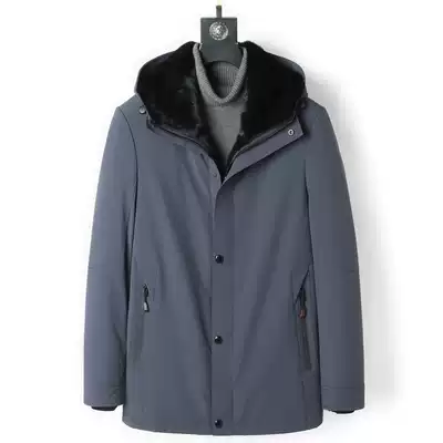 Winter New Pike men mink liner middle-aged mink coat men's whole mink coat to overcome leather grass coat