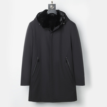  Winter new Parker clothing whole mink mink liner hooded fur one-piece male mink coat Nick clothing thick jacket