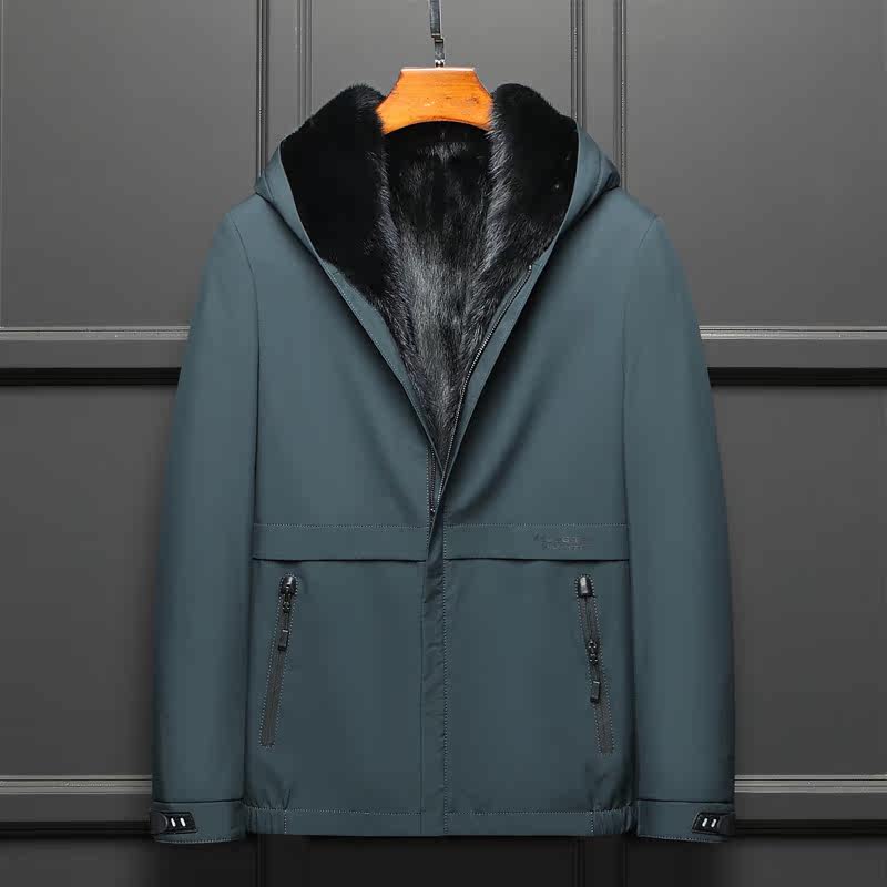 Pie overcomes men's hat whole water mink liner fur integrated mink leather big coat man Disney overcomes leisure large size coat