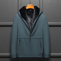 Parker suit men's hooded mink liner fur one mink coat men's Neiver casual large size coat