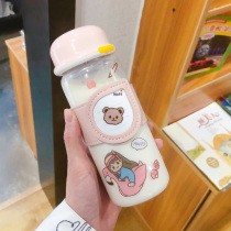 Japanese water cup glass female portable student milk high temperature resistance simple and fresh Forest cup female cute girl