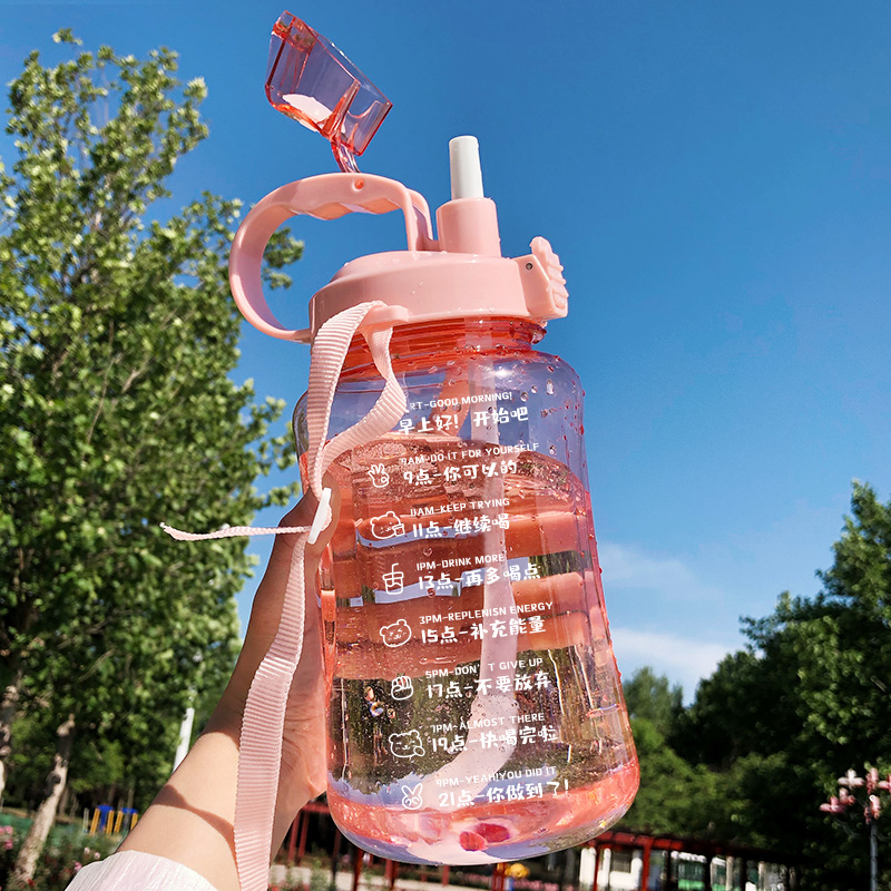 Super Capacity Water Glass Female Summer Portable Cute Straw Kettle Summer Bottle Drinking Water Goal 1500 ml Space Cup