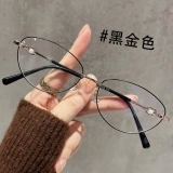 Очки «кошачий глаз» в маленькой золотой оправе от Roonz Rongzai для женщин с близорукостью могут быть оснащены высокоточной оправой для глаз без макияжа.